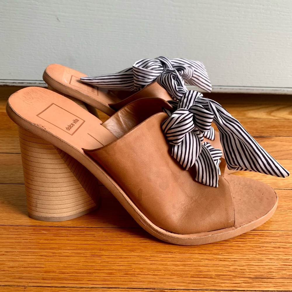 Dolce Vita Tan Mules Gorgeous Bow Detail